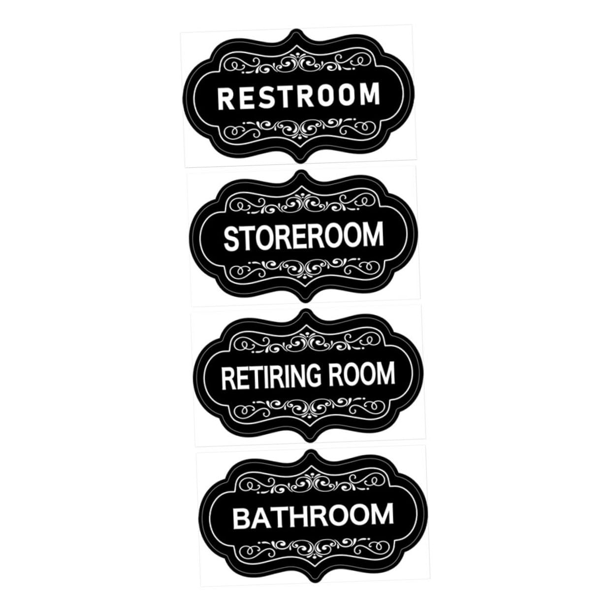 OFFSCH 4pc Bathroom Sign Set Wall Decor Decals for Restroom Half Bathroom Guest Easy Apply Labels English Highlights