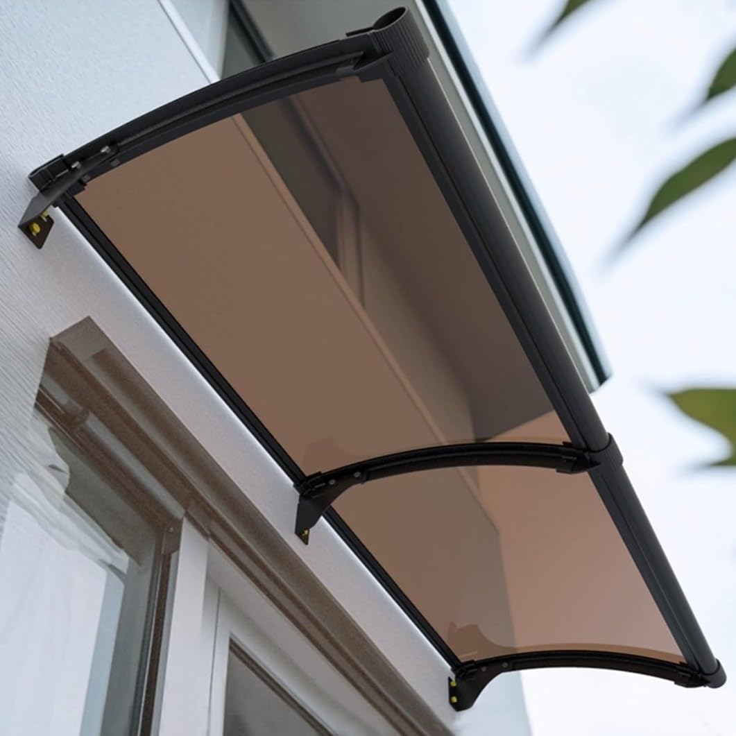 Toit abri support en aluminium YVYKFZD auvent haut de gamme polycarbonate marron