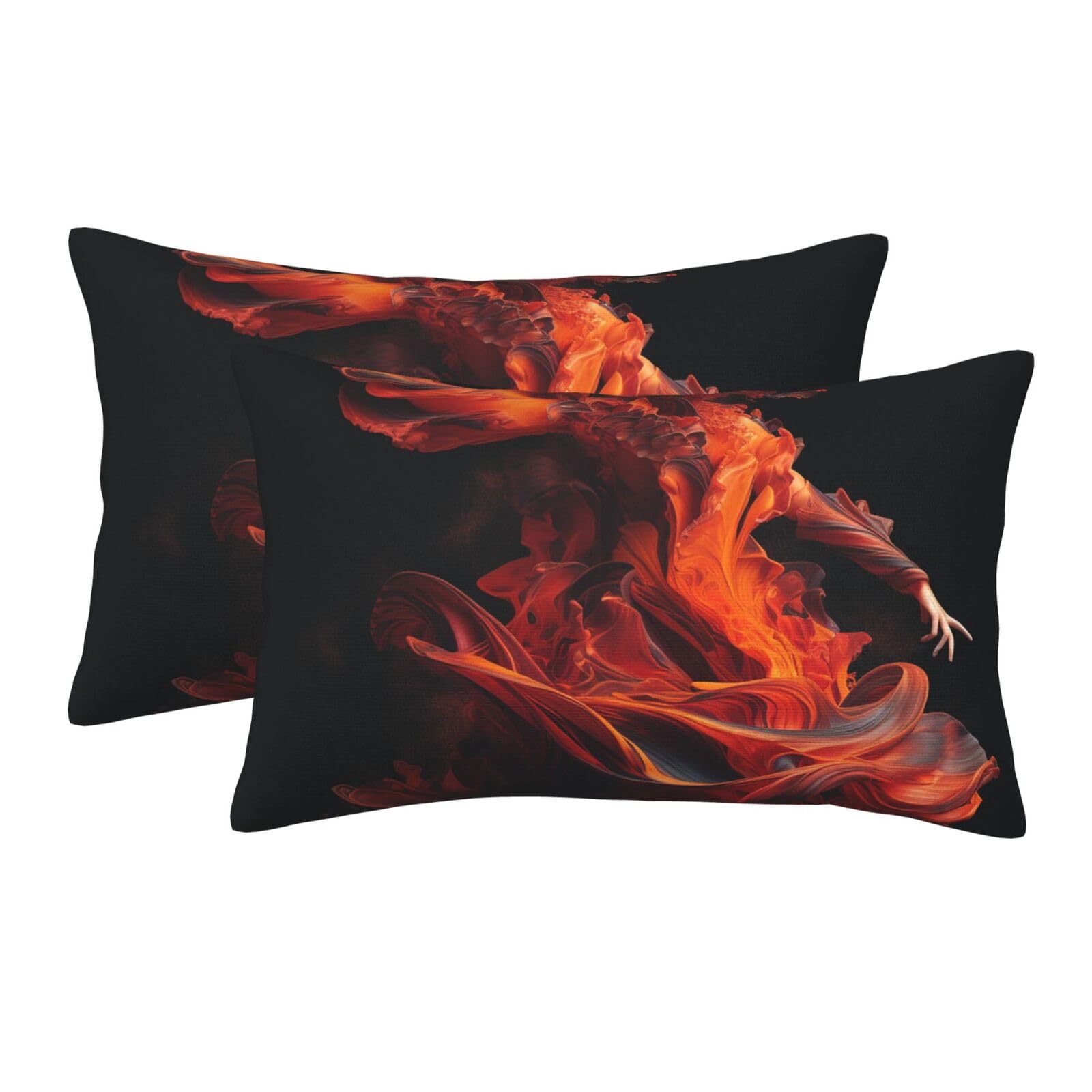 2 Pack Standard Size Pillow Cases for Hair and Skin Soft Breathable Pillow Case Covers with Hidden Zipper Fire Dancer Pillowcase 14"x20" Pillow Cover for Sleeping Gift