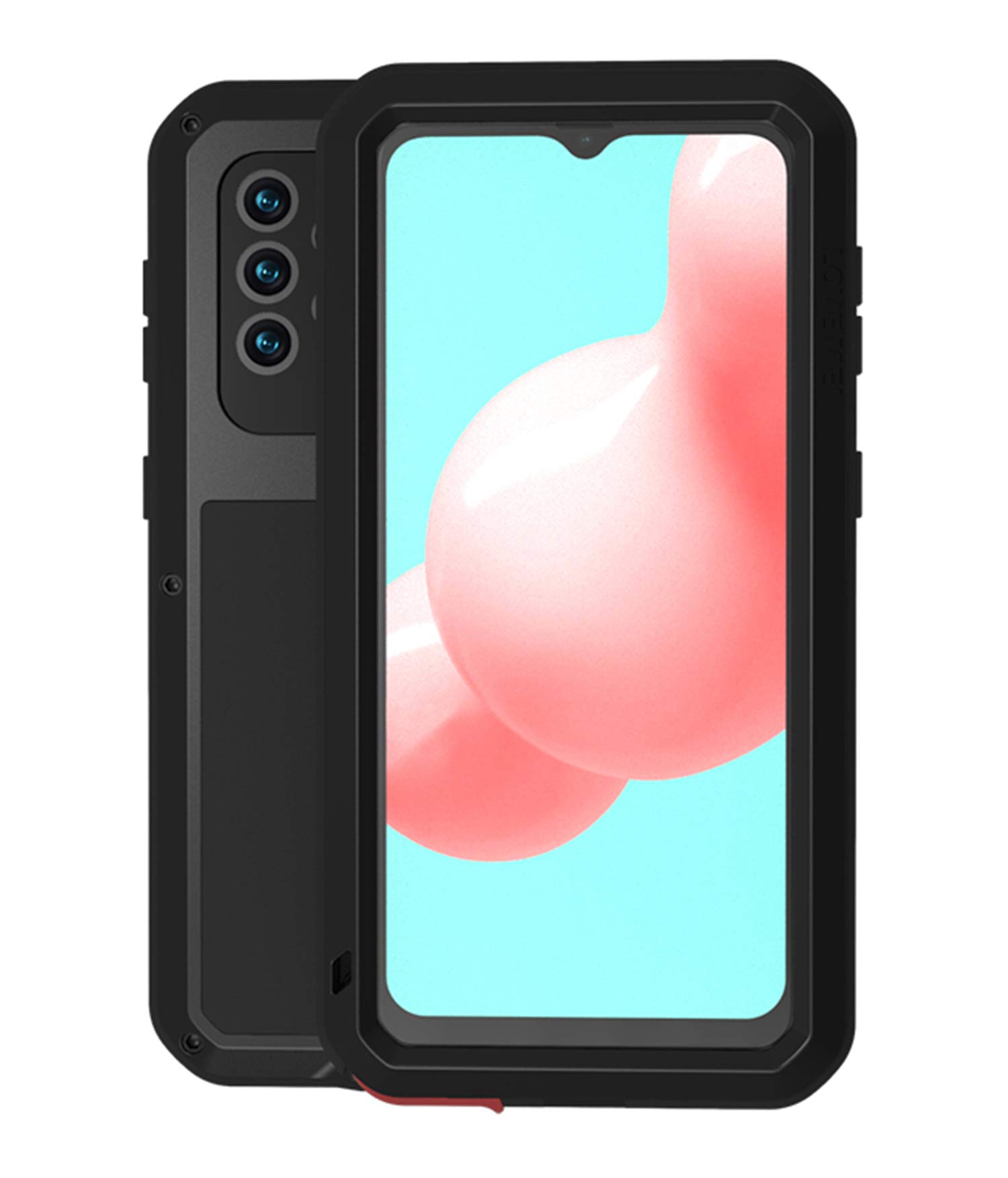 Aliwisdom Compatible for Samsung Galaxy A32 5G Case, Love Mei Outdoor Heavy Duty Metal Cover Scratch Proof Shockproof Waterproof Dustproof Full Body Protective Case with Screen Protector (Black)