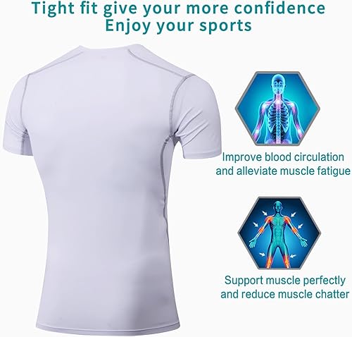 Miniatura 7 de SPVISE - Juego de 1 o 2 camisetas de compresión para hombre, de manga corta, para entrenamiento atlético, top para correr, camiseta fresca y activa