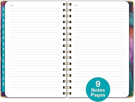 HARDCOVER 2025 Planner, 5.5x8: 14 Months (November 2024 - December 2025), Daily Weekly Monthly Planner, Yearly Agenda, Bookmark, Pocket Folder and Sticky Note Set (Pastel Peacock)