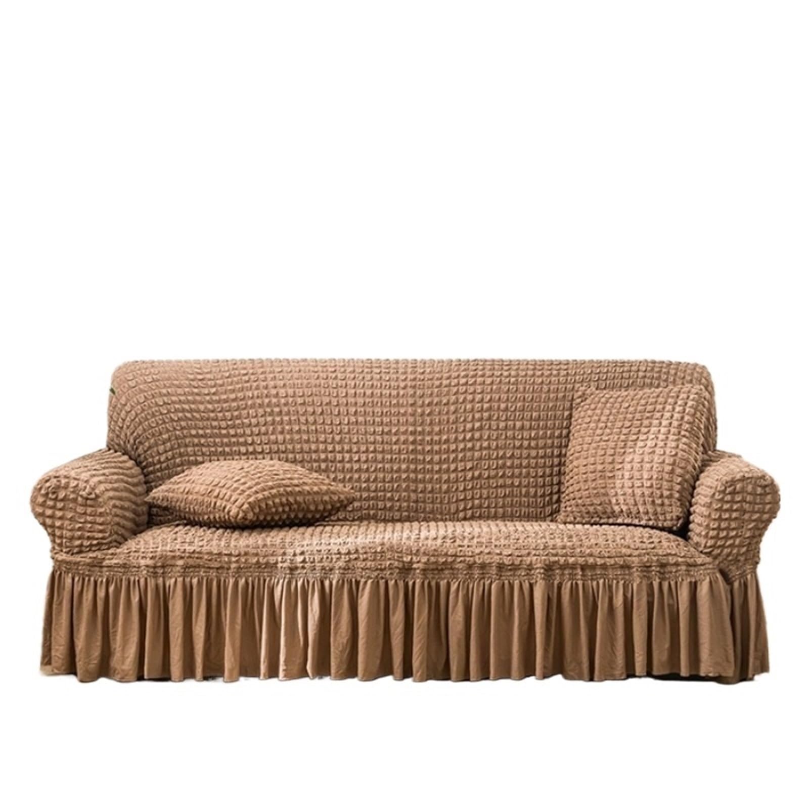 SUBLXPoten Sofa Cover with Skirt Bubble Sofa Cover Skirt All-inclusive Fabric Elastic Lazy Universal(Color 1,305-360cm 1pc)