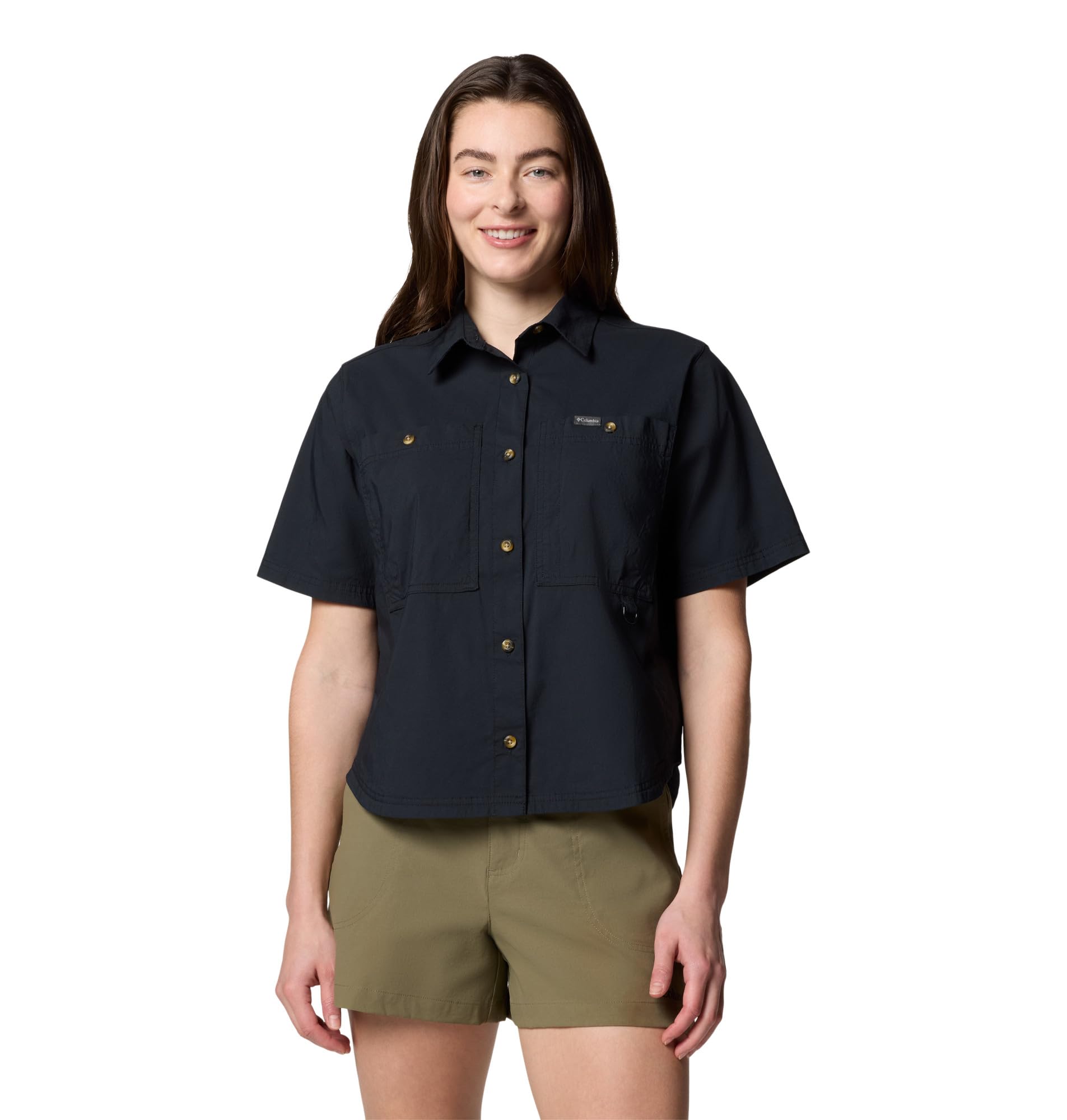 Columbia Damen Standard Brea Falls Woven Short Sleeve, Schwarz