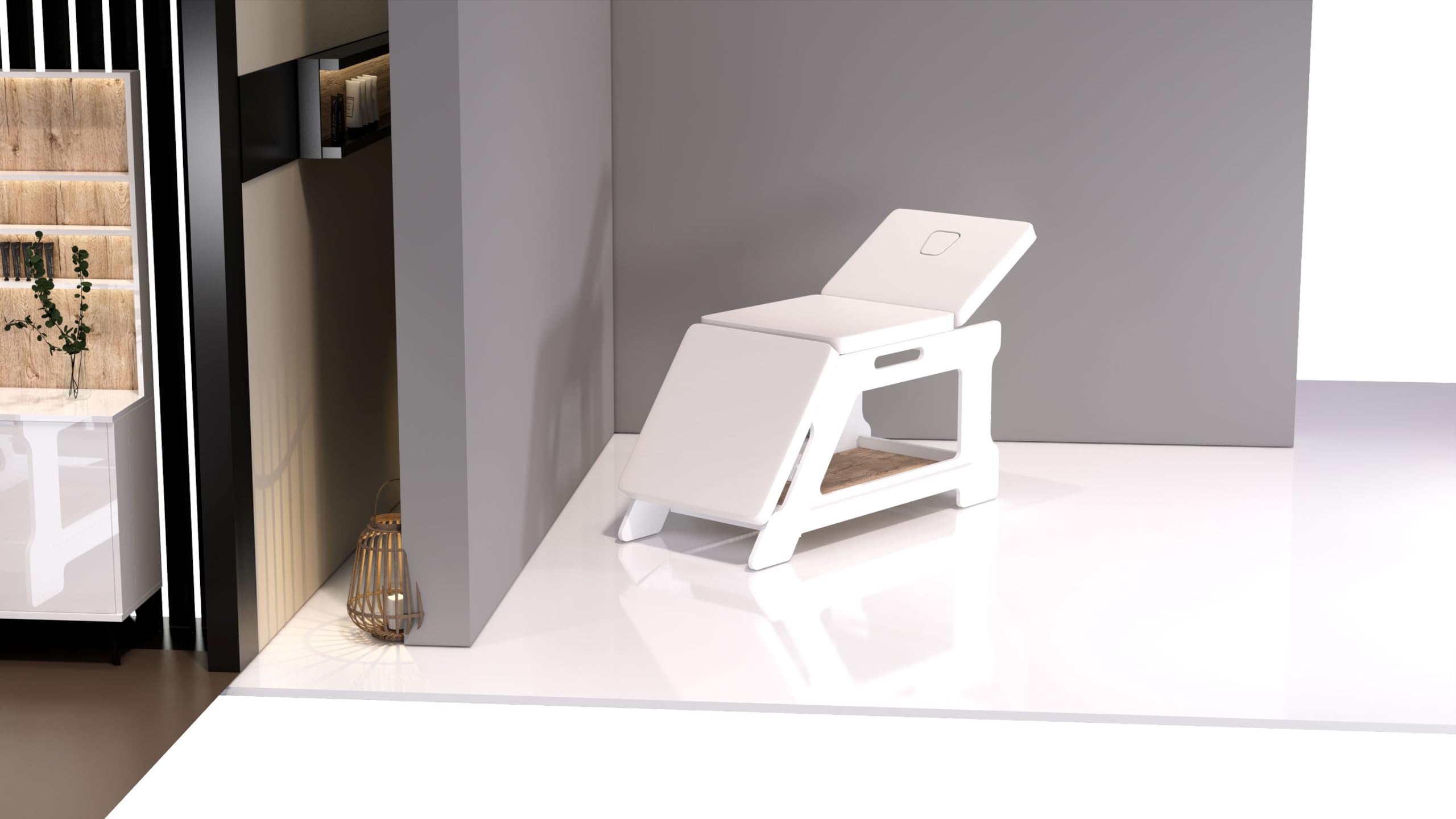 lettino massaggio professionale estetista, lettino centro estetico spa e centri benessere, modello Fisio Bianco