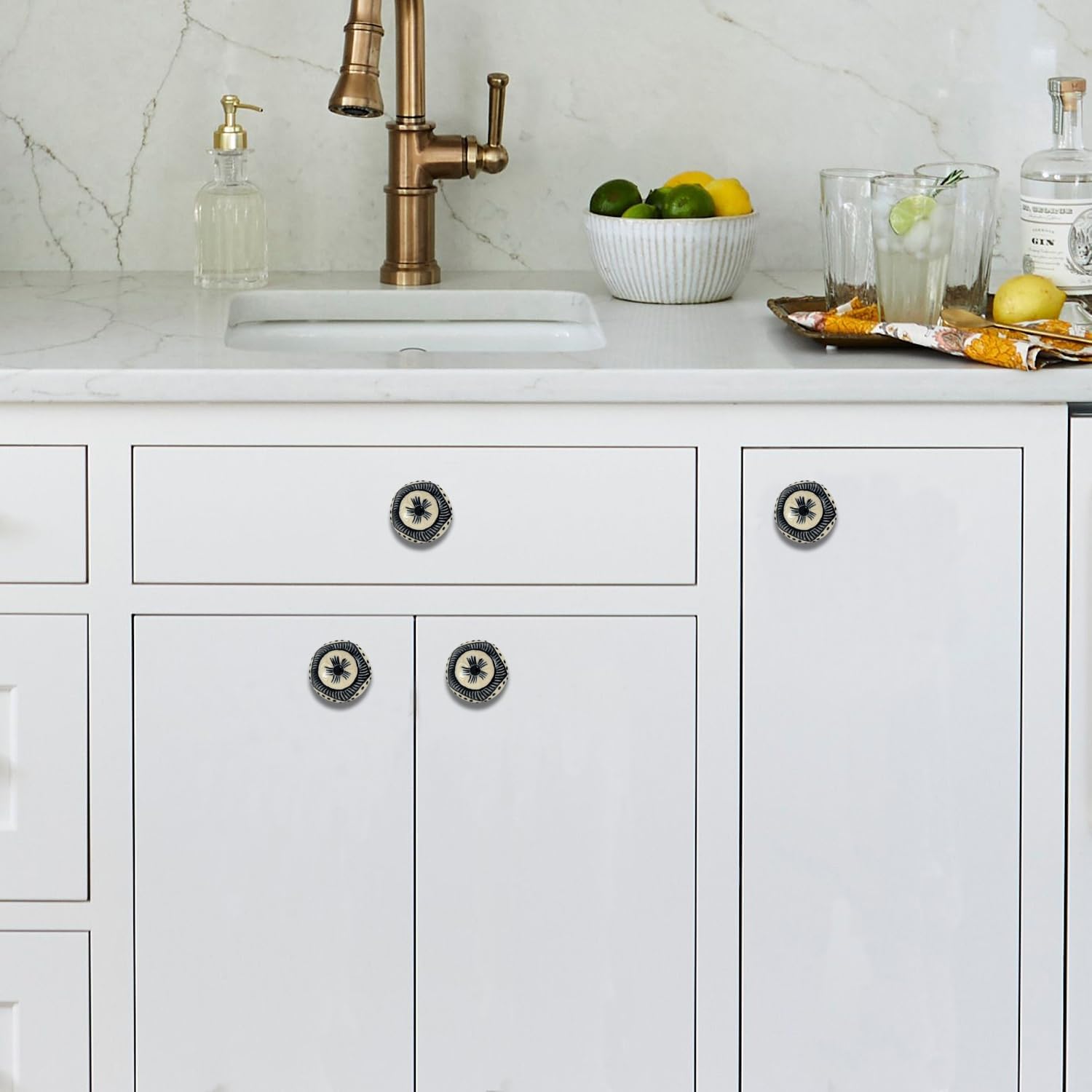 Perilla Home Set of 6 Soria Ceramic Knob for Kitchen Cabinets - Decorative Ceramic Handles and Pull Knob for Dresser Drawer | Living Room | Kitchen | Bathroom | Closet Cupboard Furniture