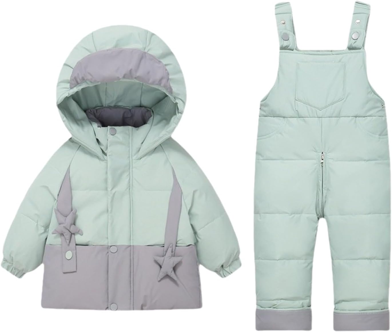 2-Piece Snow Suit for Toddler Boys Girls Waterproof Snowboard Ski Jacket Bib Pants Set Baby Windproof Insulated Snowsuit