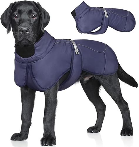 ROZKITCH Abrigo extra cálido para perro, chaqueta reflectante ajustable para perro, abrigo de invierno con hebilla, forro polar de cuello alto, para
