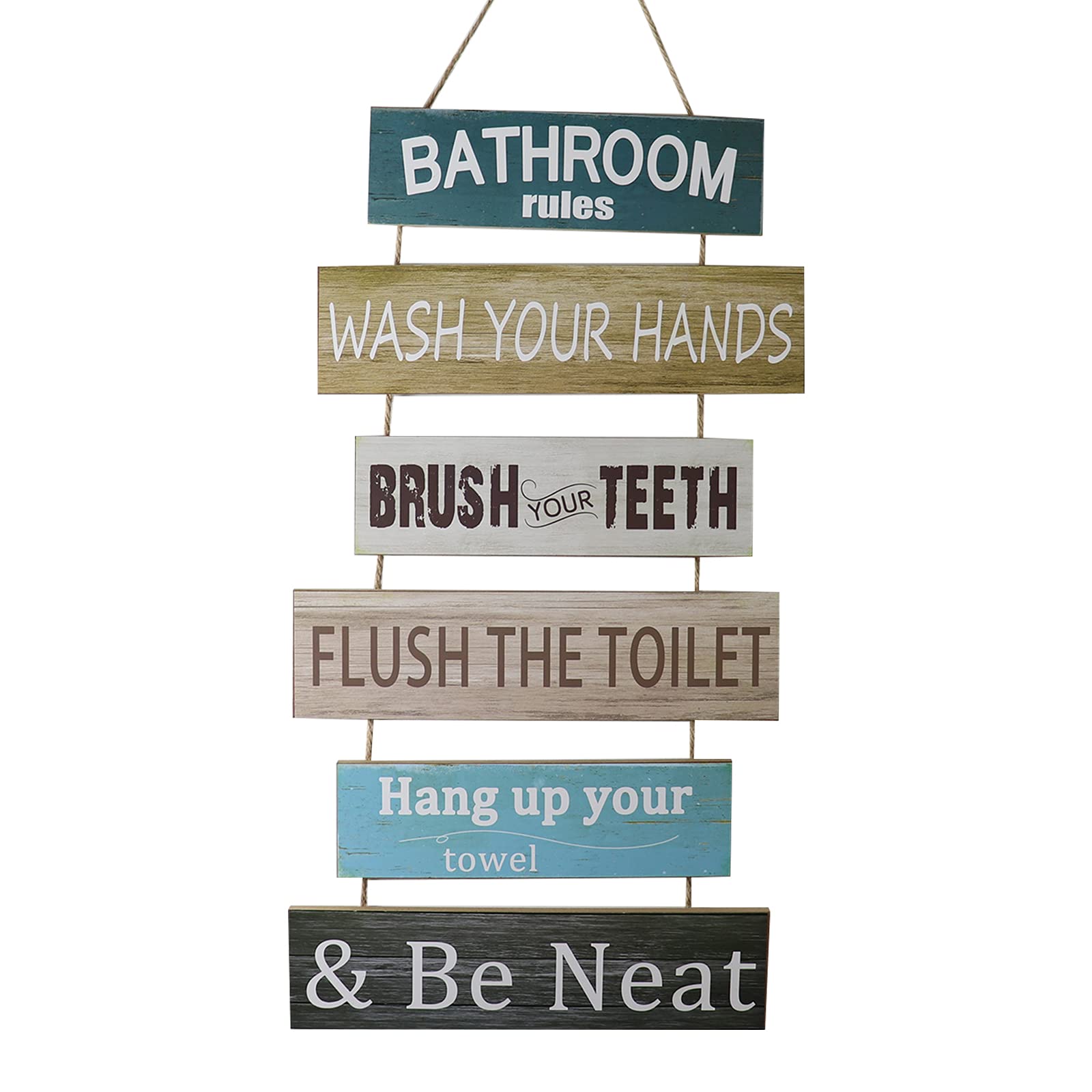 Buy 6 Pieces Wall Decor Hanging, Bathroom Rules Rustic Wooden Signs