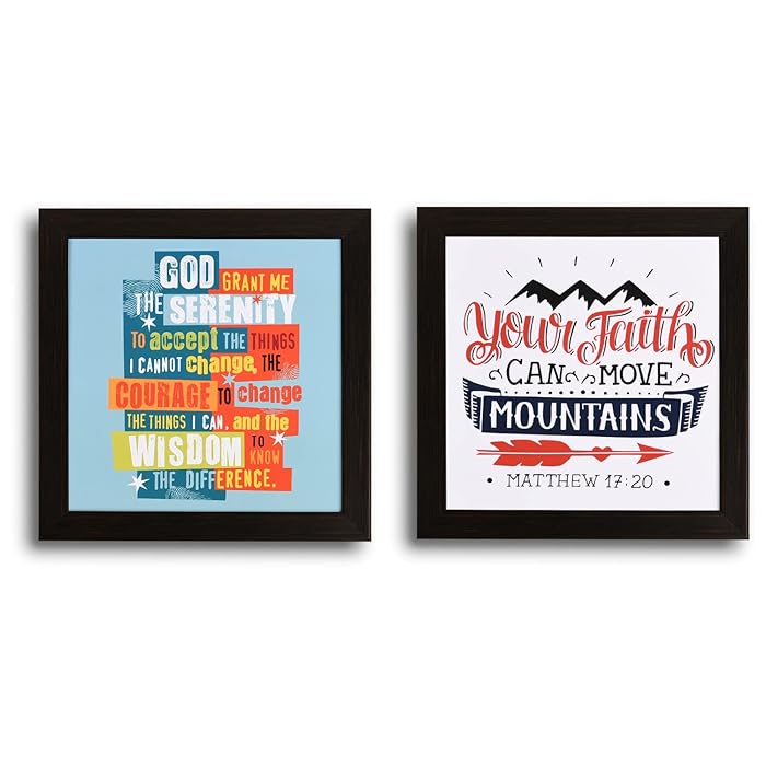 Buy Inspiring Brush Bible Quotes Wall Frames for Home, Office, Serenity Prayer Frame, Jesus
