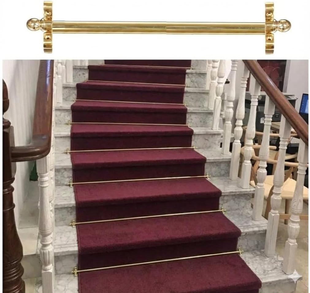 10 Pack Stair Carpet Rods 32 Inch, Metal Stair Rods for Carpet Runners, Decorative Staircase Carpet Holders Clips, Heavy Duty Carpet Bars for Wood Stairs, Easy Install ([Color] Finish)10 Pcs-32in