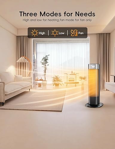 Miniatura 4 de Calentadores de espacio de 1500 W para uso en interiores, calentador de espacio portátil para habitación grande con control remoto, cerámica PTC,