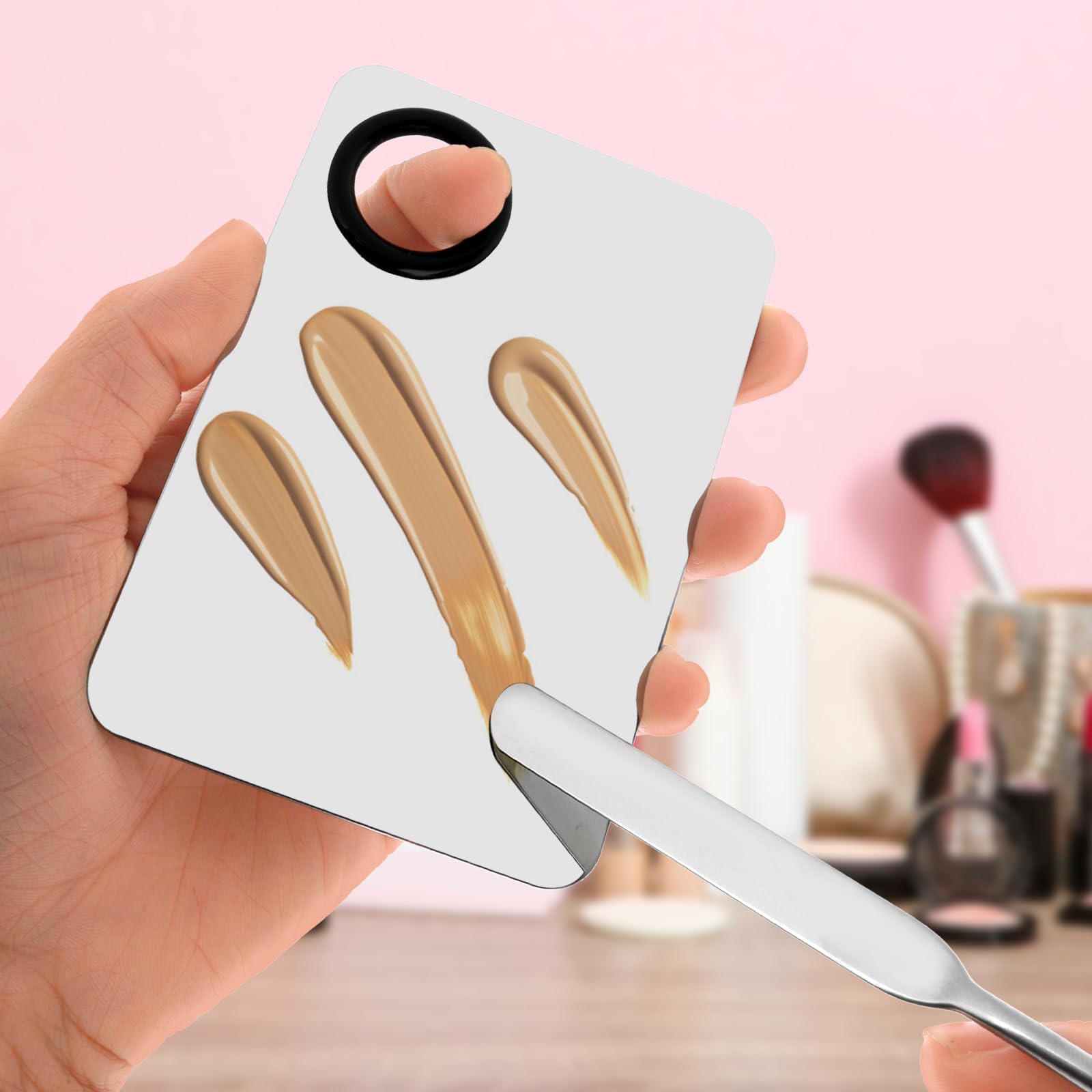 Set Spatola Per Fondotinta - Palette Per Miscelare Trucco In Acciaio Inossidabile Con Patula Trucco Coreano Miscelatore Portatile Per Palette Per Miscelare Fondotinta, Ombretti, Nail Art