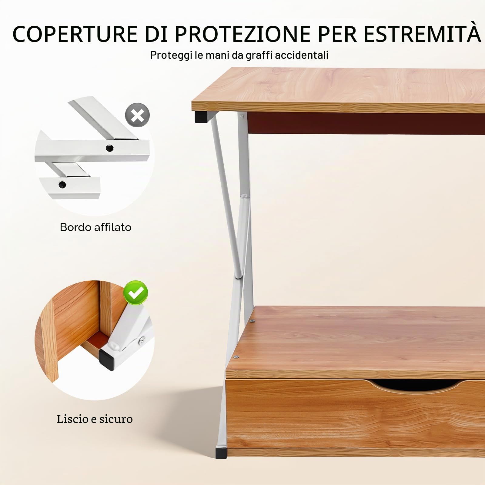 Scaffale per microonde a due piani, in legno con cassetto e capacità di carico di 10 kg, in MDF e ferro, 54 x 35 x 50 cm, design aperto, sufficiente spazio di archiviazione, robusto organizer da