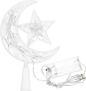 Cabilock Moon Decor Christmas Tree Topper Led Xmas Tree Treetop Gold Star Decor