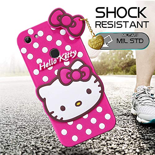 Image of Unirock Hello Kitty Back Case Cover for Vivo Y81| 3D Cute Hello Kitty Case |Soft Silicone Rubber Back Cover with Pendant Kitty Cover for Vivo Y81 (Pink)