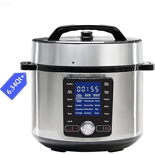 OLIXIS 24-in-1 Electric Pressure Cooker 6.34 Quart, Stainless Steel Multi-Cooker for Canning, Slow Cook, Yogurt, Steam, Rice, Soup, Bean, Poultry, Beef, Bake, Stew & Porridge, Family Size