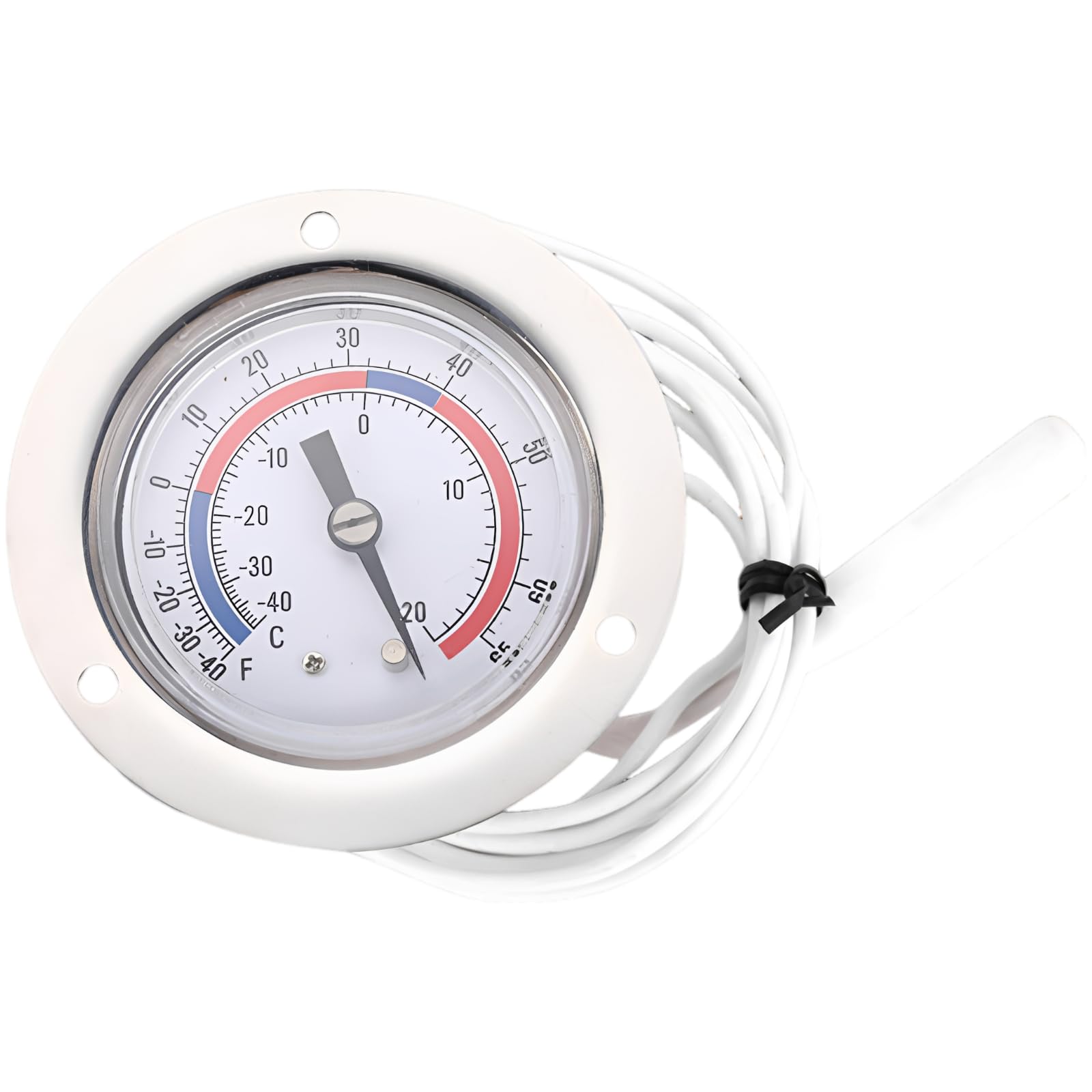 Druck-Kühlschrankthermometer, 1,2 m Kapillarrohr, Flansch-Einbau-Thermometer für Gefrierschrank und Kühltechnik, 74 mm Zifferblatt, Metallgehäuse, präzise Temperaturmessung
