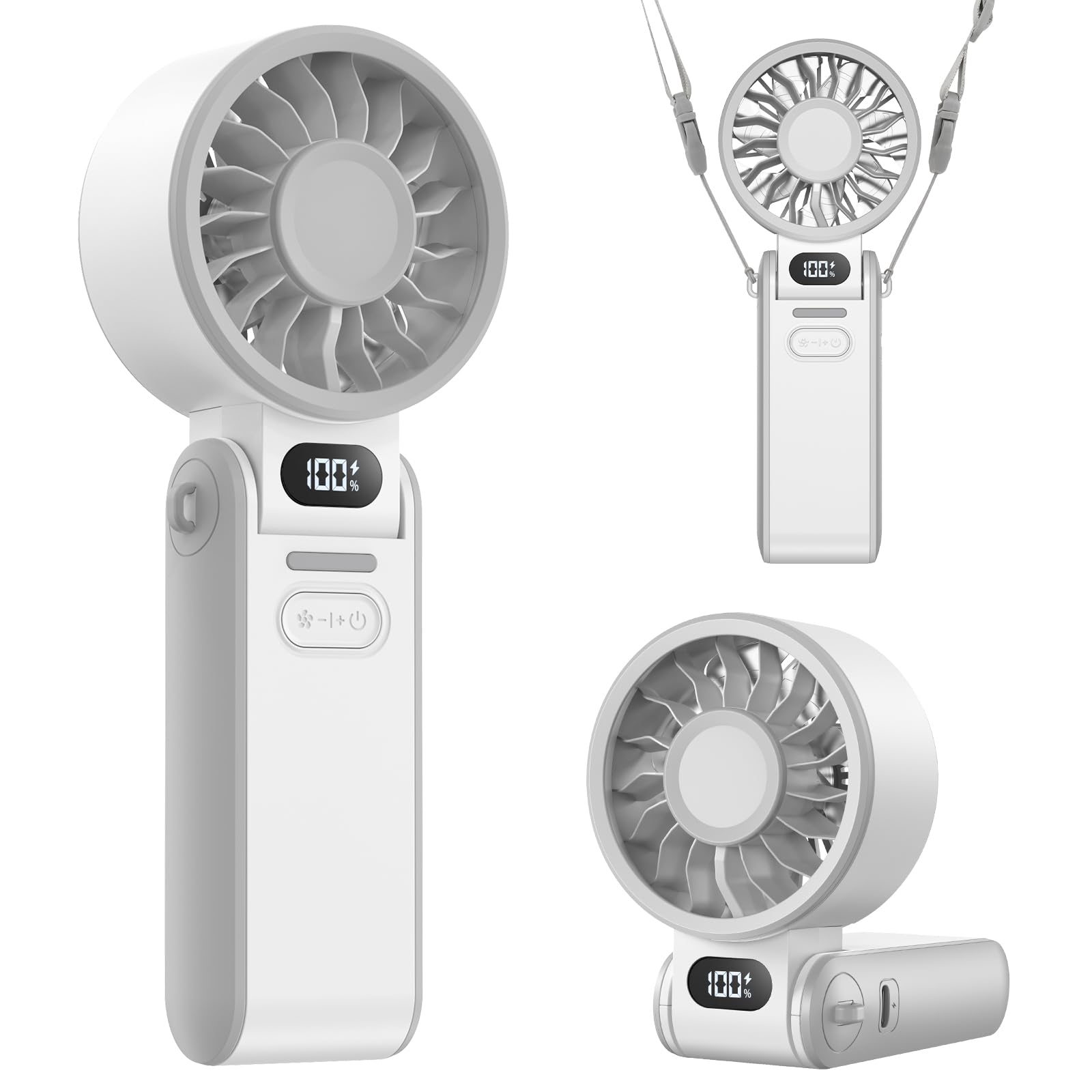 LIPETY Portable Turbo HandHeld Fan - Mini Hand Held Fan 4000mah Battery Operated USB Rechargeable Personal Foldable Powerful Fans for Travel Camping Outdoor Office School Home