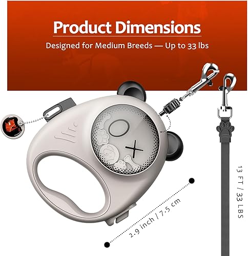 Miniatura 3 de Correa retráctil para perro, cinta de nailon fuerte de 13 pies con correa de bloqueo automático para perros pequeños de hasta 20 libras, sin