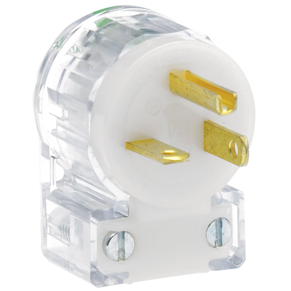 Leviton 20 Amp, 125 Volt, Plug, Straight Blade, Hospital Grade, Grounding, 8315-CT, Transparent