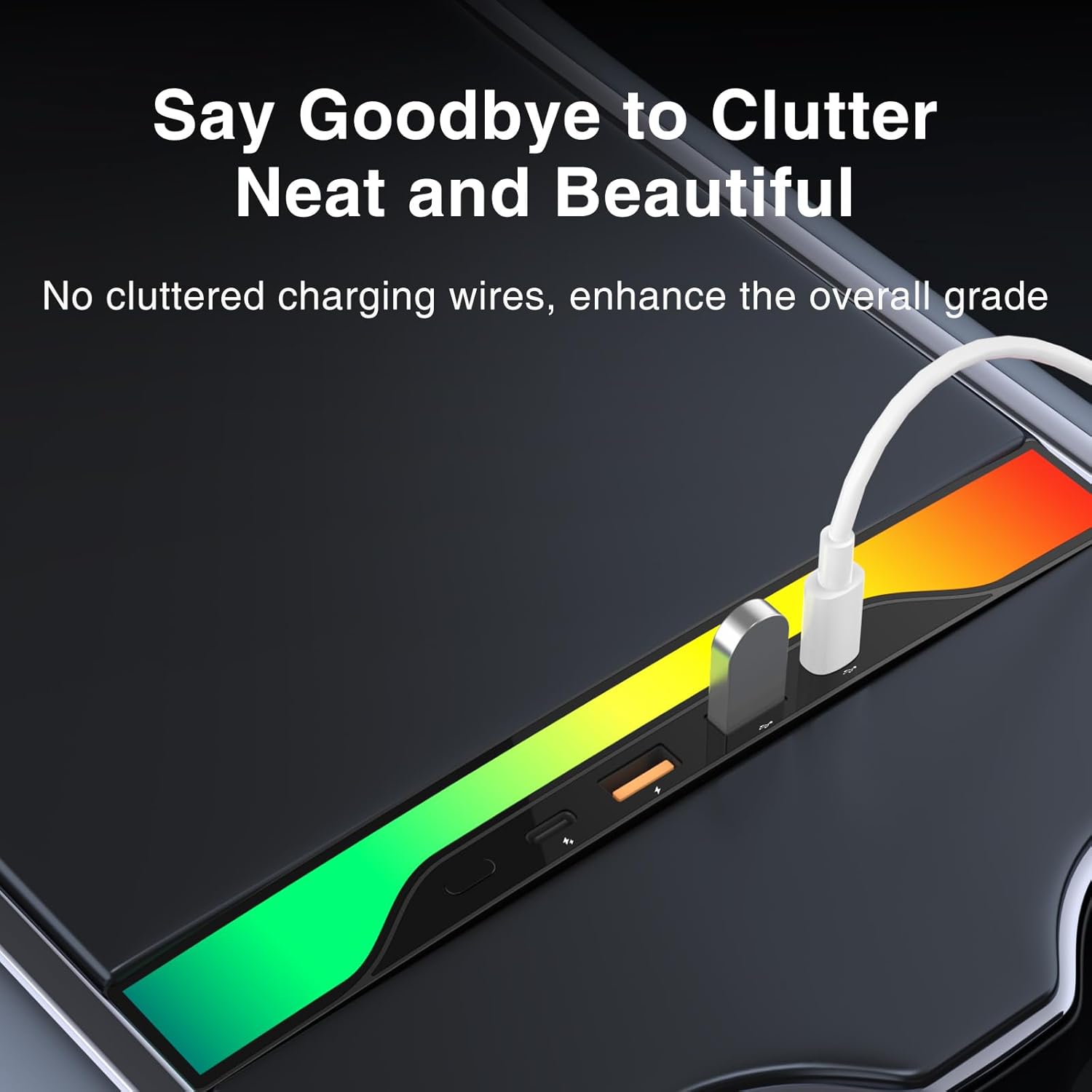 for Tesla RGB Light USB Hub with Model 3 Model Y 2021 2022 2023 2024 Car USB Charger Multi Port Interior Accessories Fit for Tesla Center Console Docking Station (Colorful)