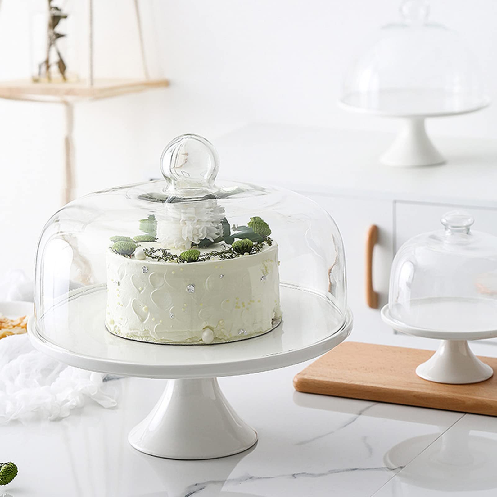 YBK Tech Strength Porcelain Elegant Cake Display Stand Cupcake Stand With Acrylic Plastic Dome Lid-Rose And Butterflies Pattern (#1) : Buy Online At Best Price In KSA - Souq Is Now - View #10