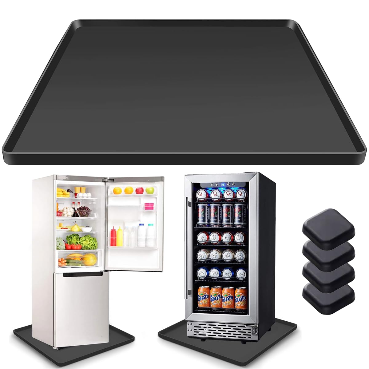Tapete De Silicone Para Mini Geladeira 61x61cm - Borda Elevada 2cm - Protetor De Piso