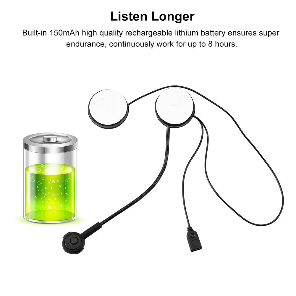 VBESTLIFE Auricolari Wireless Bluetooth HiFi Stereo Headset HD Microfono per Casco da Motociclista