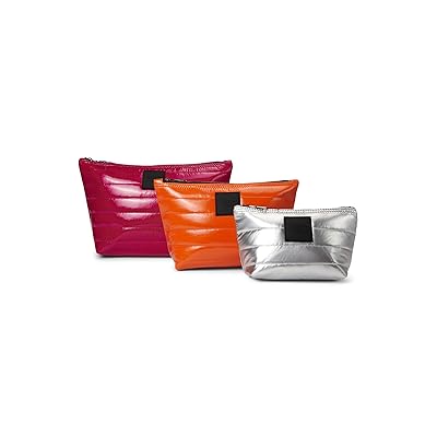 THINK ROYLN Travel Trio Cosmetic Case Fuchsia/Ornge/Silver, Polyester