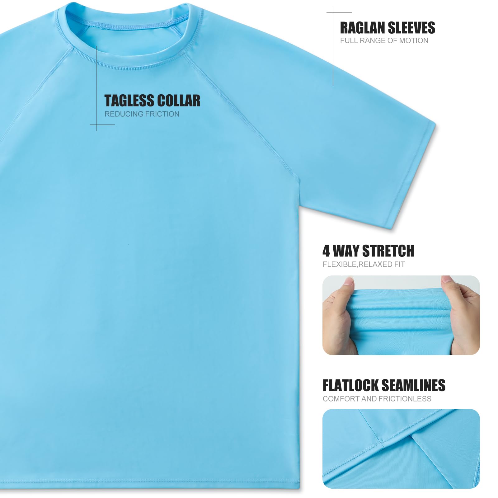 2 Pezzi Maglietta Anti UV da Nuoto Uomo Costume da Bagno a Manica Corta UPF 50+ Protezione Solare Rash Guard T-Shirt da Bagno Asciugatura Rapida
