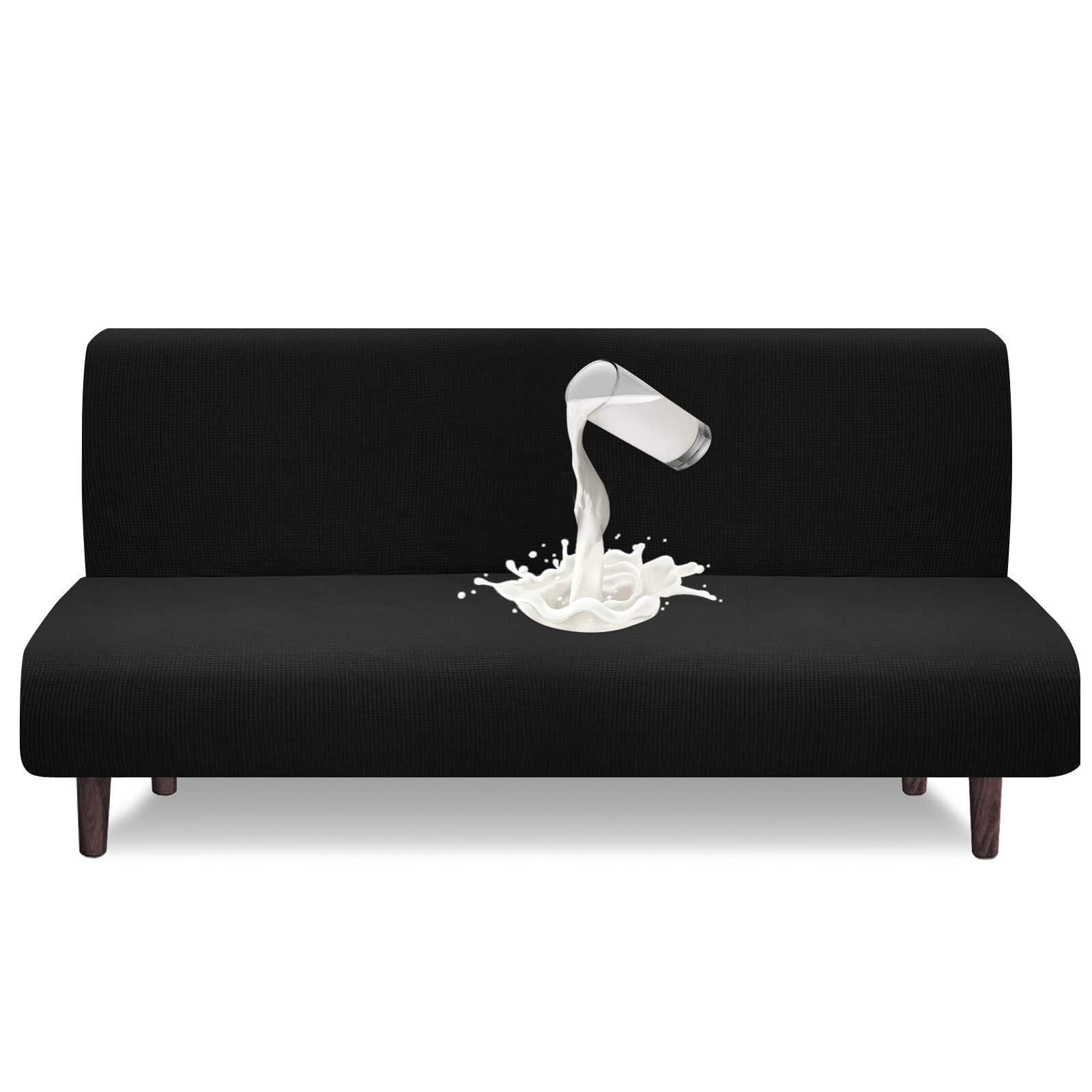BUAOGDVG High Elastic Futon Waterproof Cover for Non-slip Armrestless Folding Sofa Bed(Nero)