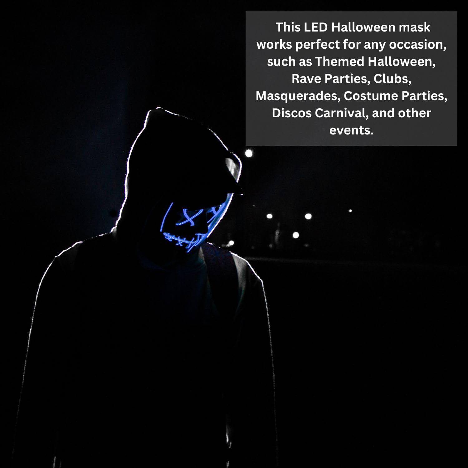 Scary Glow Mask, Purge Anarchy, Anonymous, Horror, Hostel, Saw, Halloween, Cosplay, Rave Party, Masquerade, Festival - Image 3