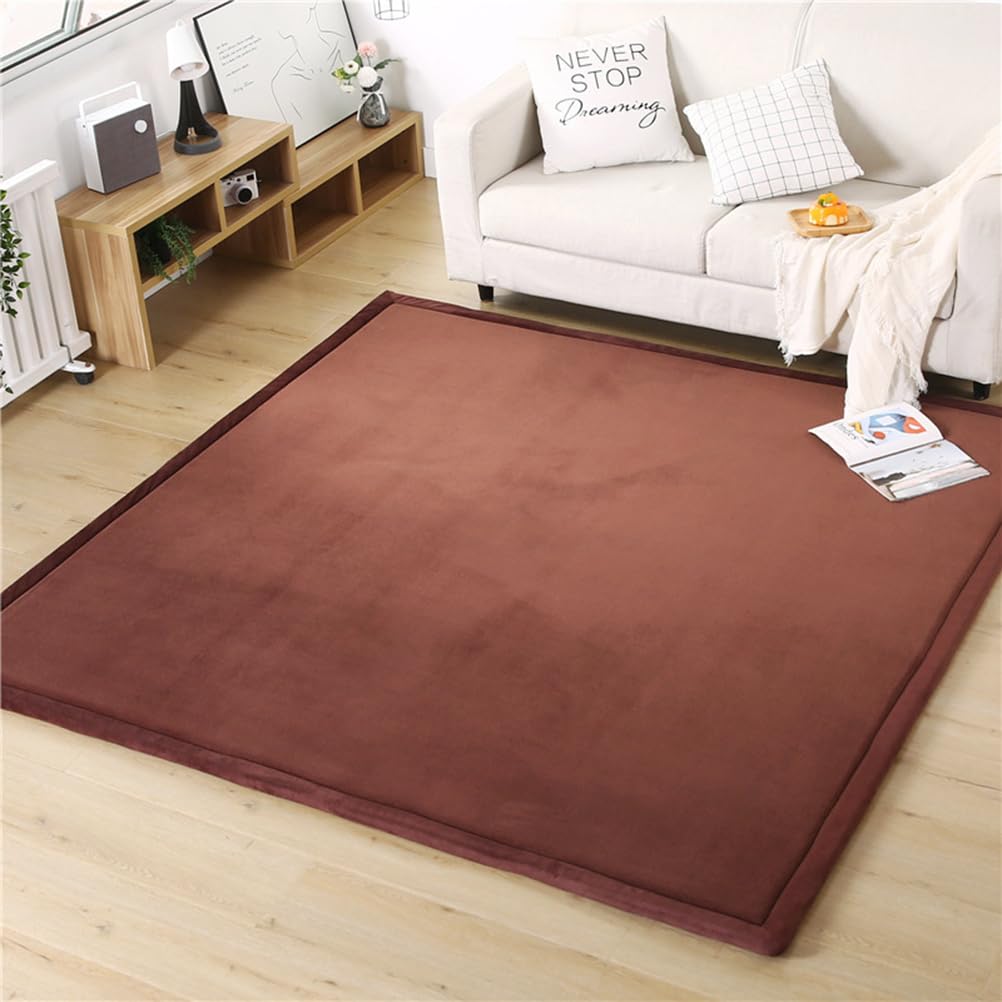 Large Baby Play Mat, Soft Playmat for Baby's Crawling, Tummy Time, Thick Activity Floor Mat for Children, Toddlers & Infant, Crawling Mat for Floor in Bedroom, Playroom, Coffee Brown, 200×220×3cm