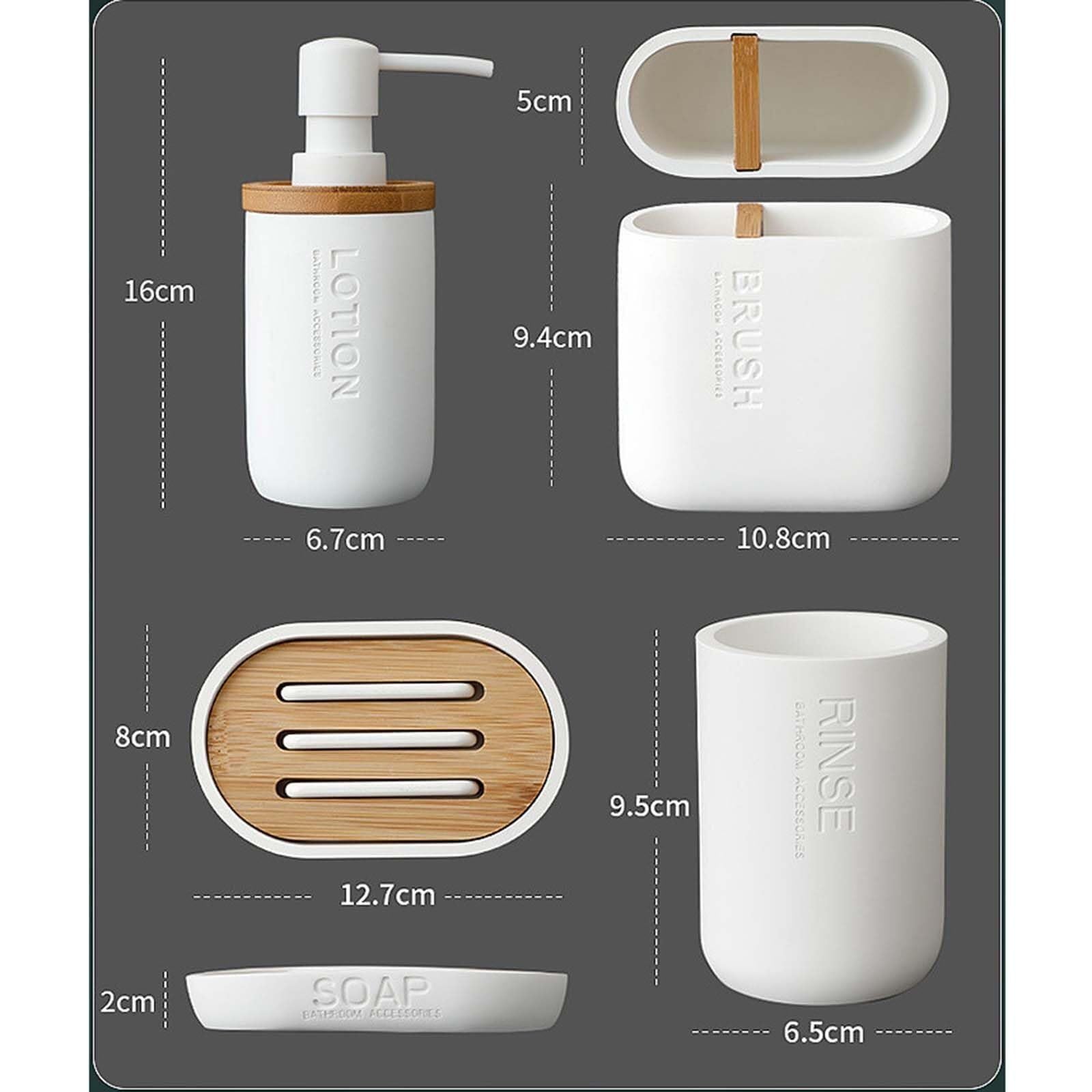 Set di accessori per il bagno Set di dispenser sapone, accessori for il bagno, 4 pezzi, elegante bicchiere for spazzolino da denti in ceramica Arredamento per gli affittuari(White)