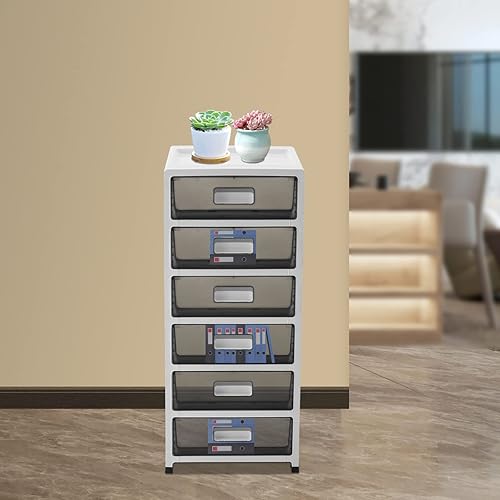 Miniatura 7 de Gdrasuya10 Contenedor de almacenamiento de 6 niveles con 6 cajones, organizador de gabinete de almacenamiento de plástico para oficina en casa con