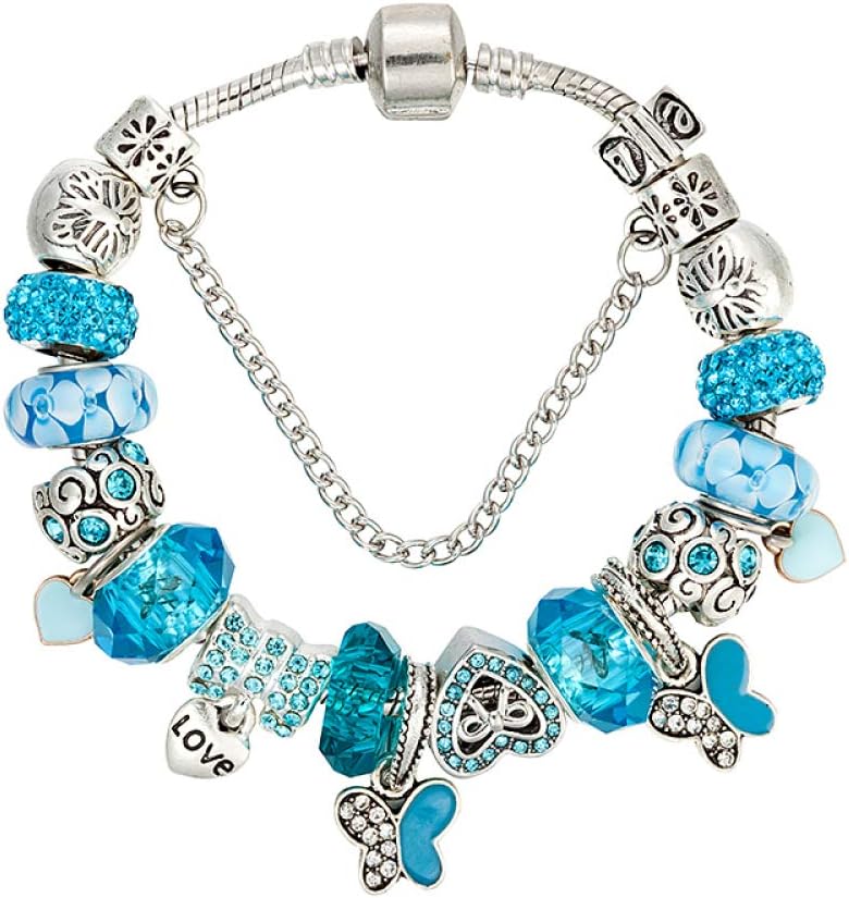 JOOKEEL Blue Crystal Beads Bracelets & Bangle Fit Charm Bracelets Nice For Women