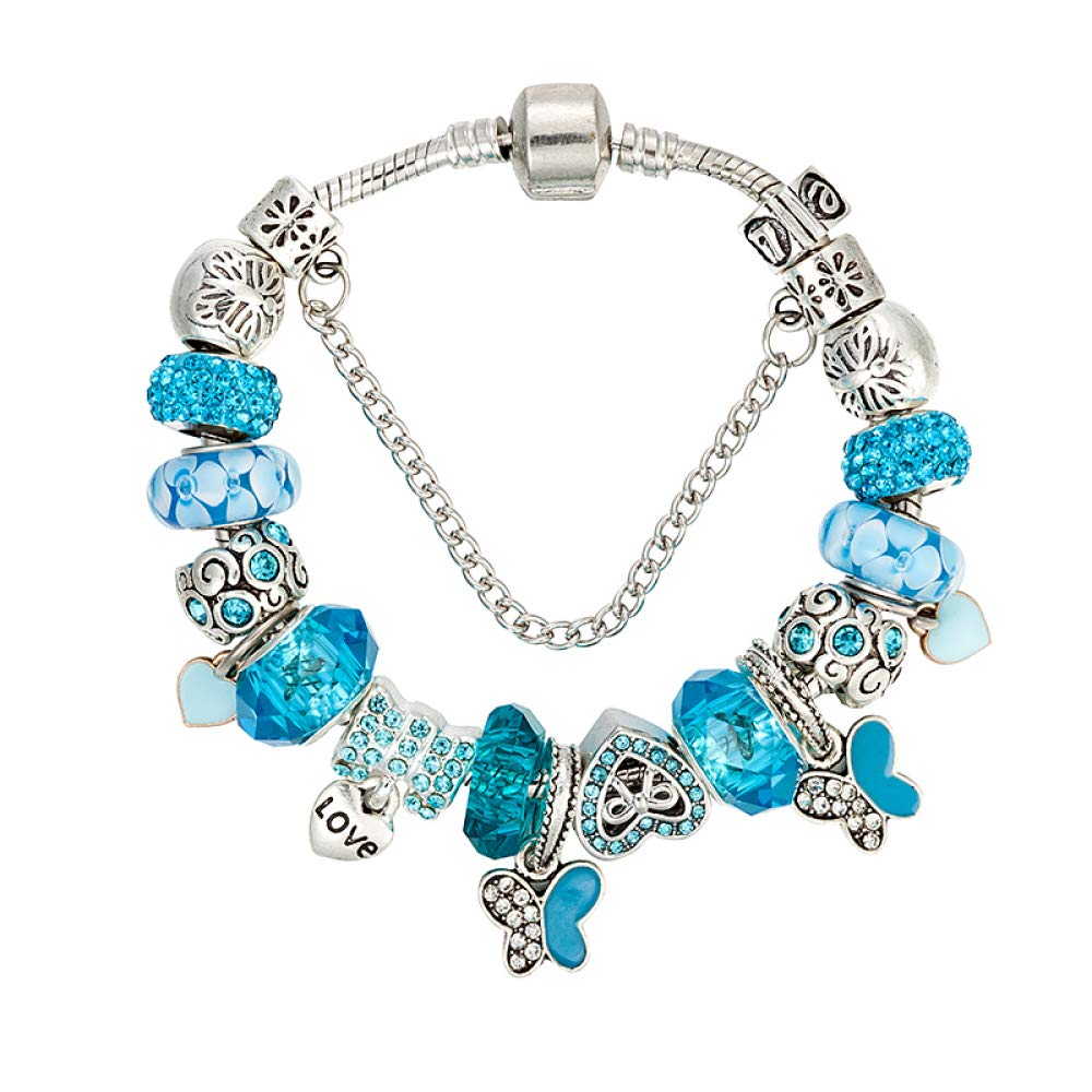 JOOKEEL Blue Crystal Beads Bracelets & Bangle Fit Charm Bracelets Nice For Women