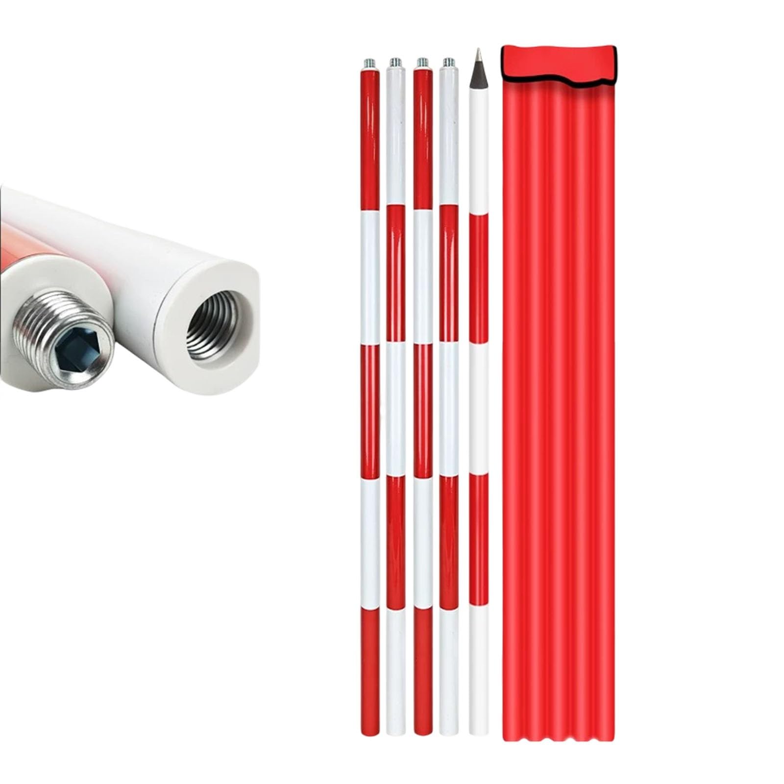 Aluminum Survey Pole, Surveying Prism Pole - Sectional Prism Rod with Storage Bag for Land Surveying, Construction Layout, Engineering Measurement(5m/16.4ft)
