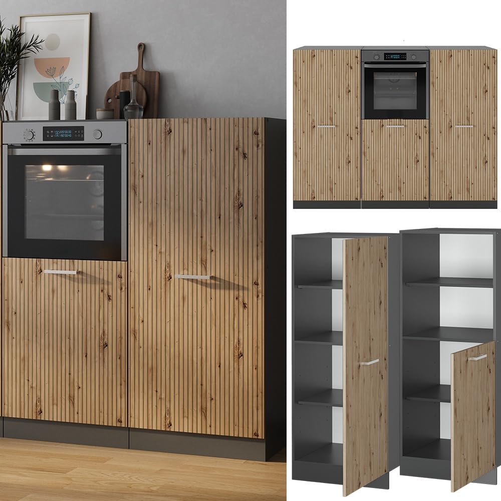 Vicco Cucine componibili piccole R-Line Rovere artigianale/antracite 180 cm