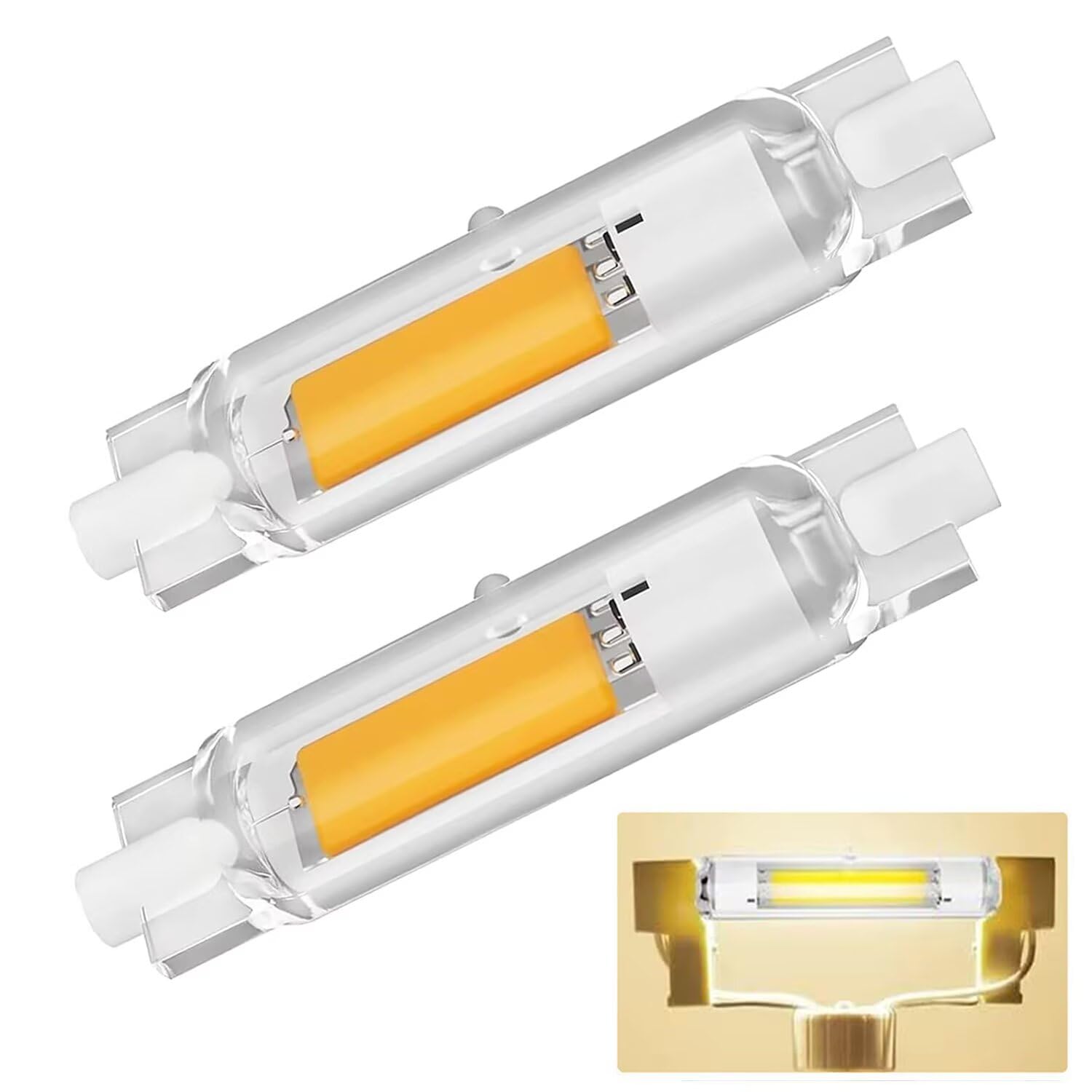 Dvnoua R7S Bulb 78mm LED Dimmable, 20W R7S LED Bulb 78mm Equivalent J78mm 200W Halogen Light Bulbs, Natural White 4000K 2000LM, Flicker-Free, 360° Light Angle, Energy Saving R7s Floodlight, 2 Pack