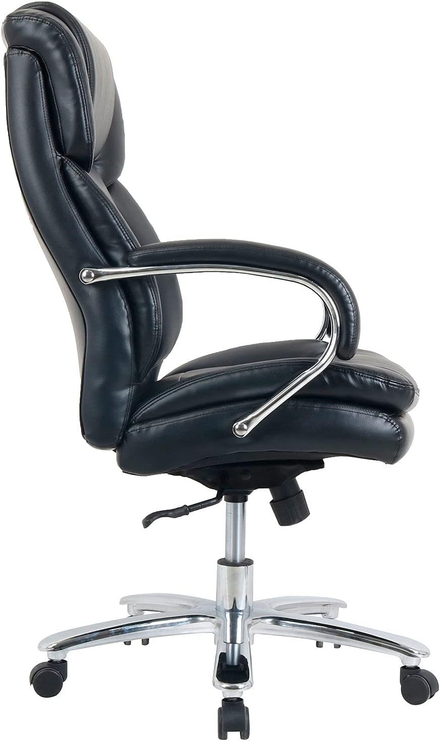 Global Industrial 24 Hour Chair with High Back & Fixed Arms, Bonded Leather, Black