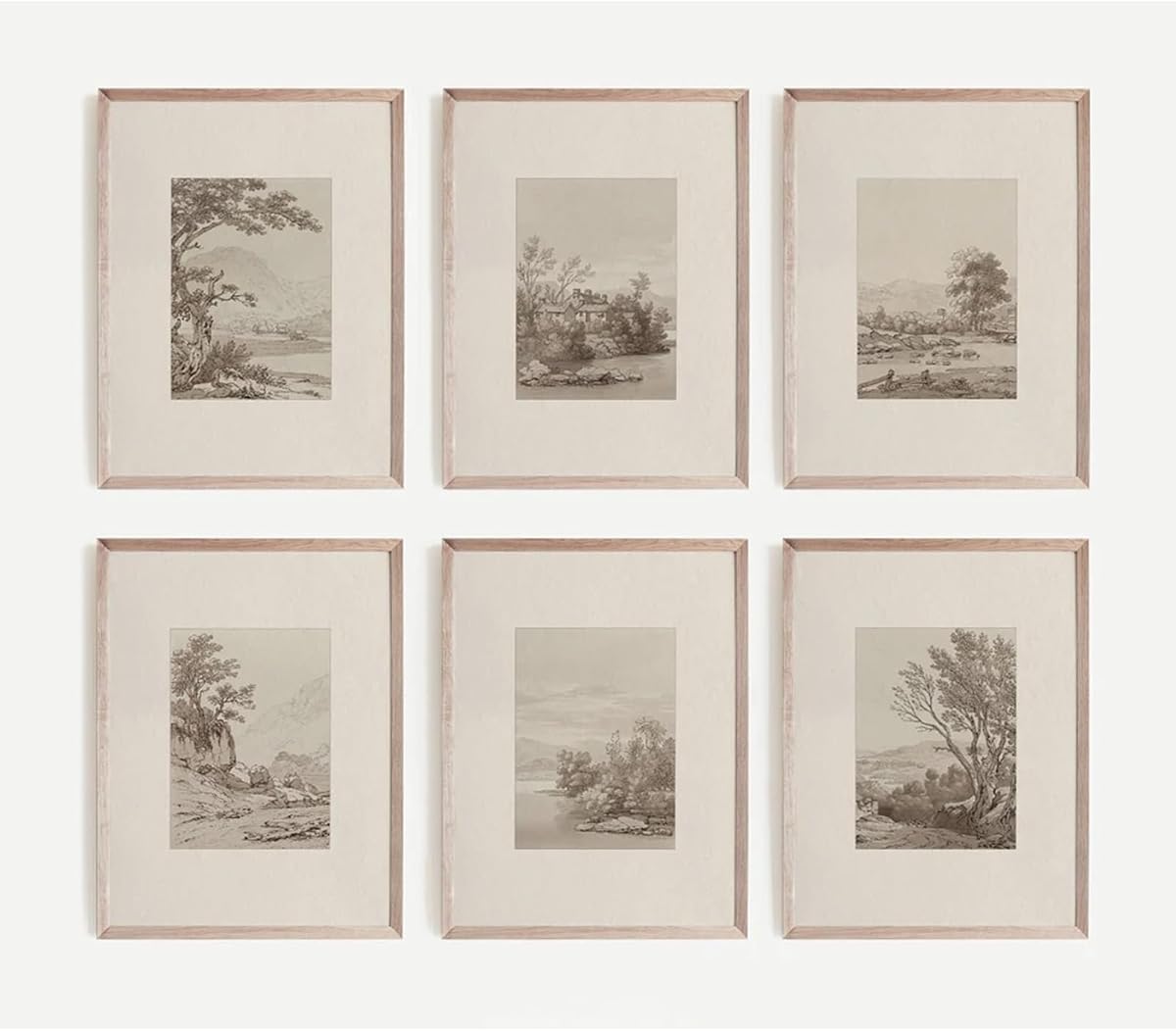 Joocrise Neutral Wall Art Decor Set of 6 Vintage Canvas Wall Art Rustic Farmhouse Wall Art Botanical Prints Country Pictures Neutral Vintage Artwork for Living Room Bedroom 12x16 Inch Unframed