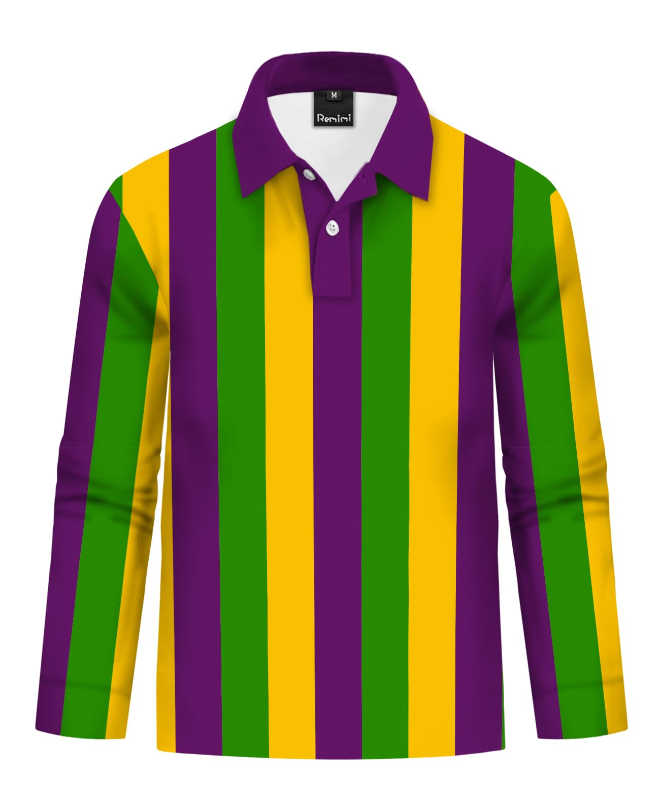Remimi Kids Valentines Print Polo Shirt Mardi Gras Long Sleeve Collared Shirts 5-14 Years