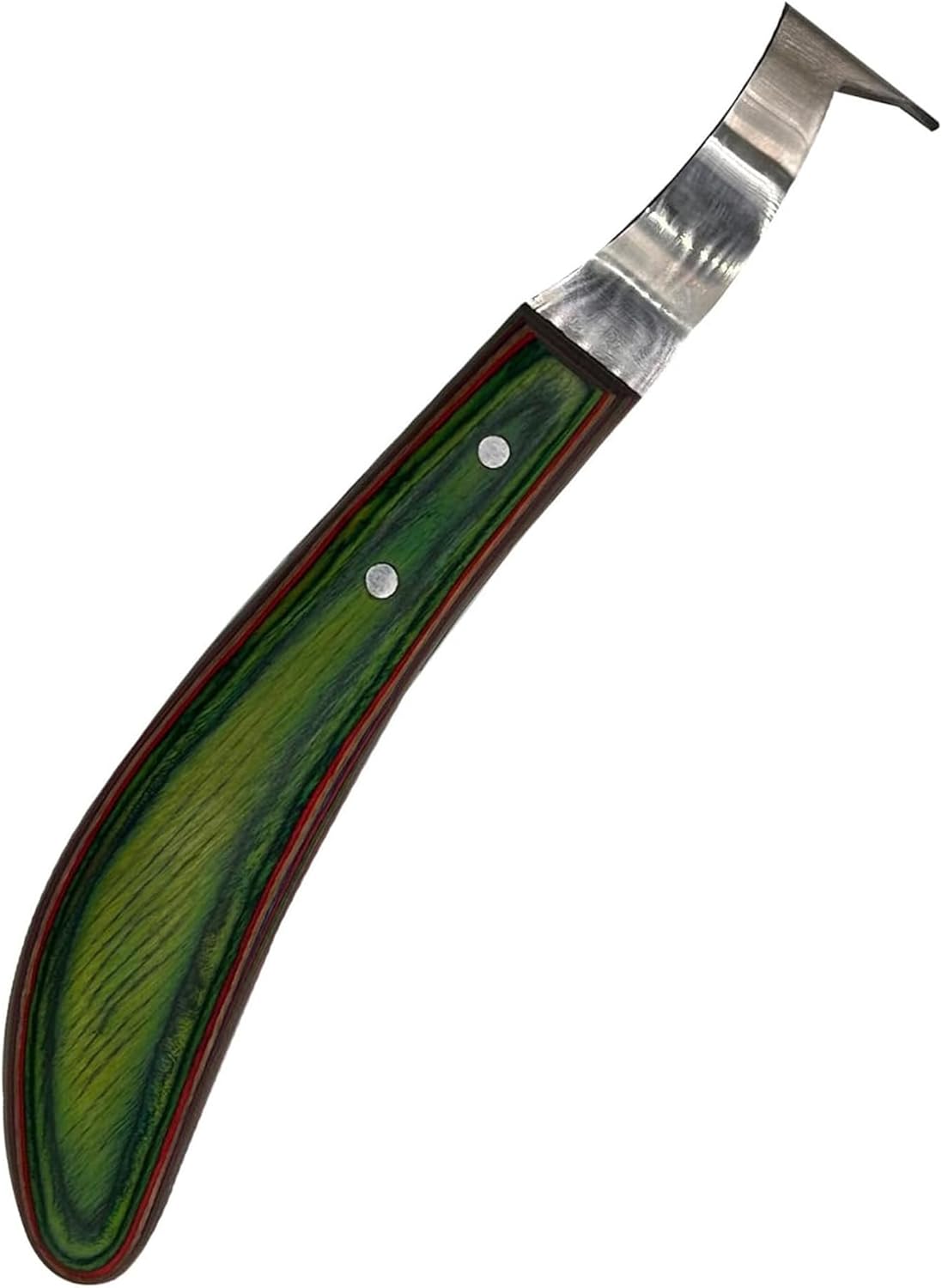 Premium Japanese Stainless Steel Long Loop Hoof Knife with a rhino hook and Smooth Wooden Handle - Perfect for Better Hoof Cleaning