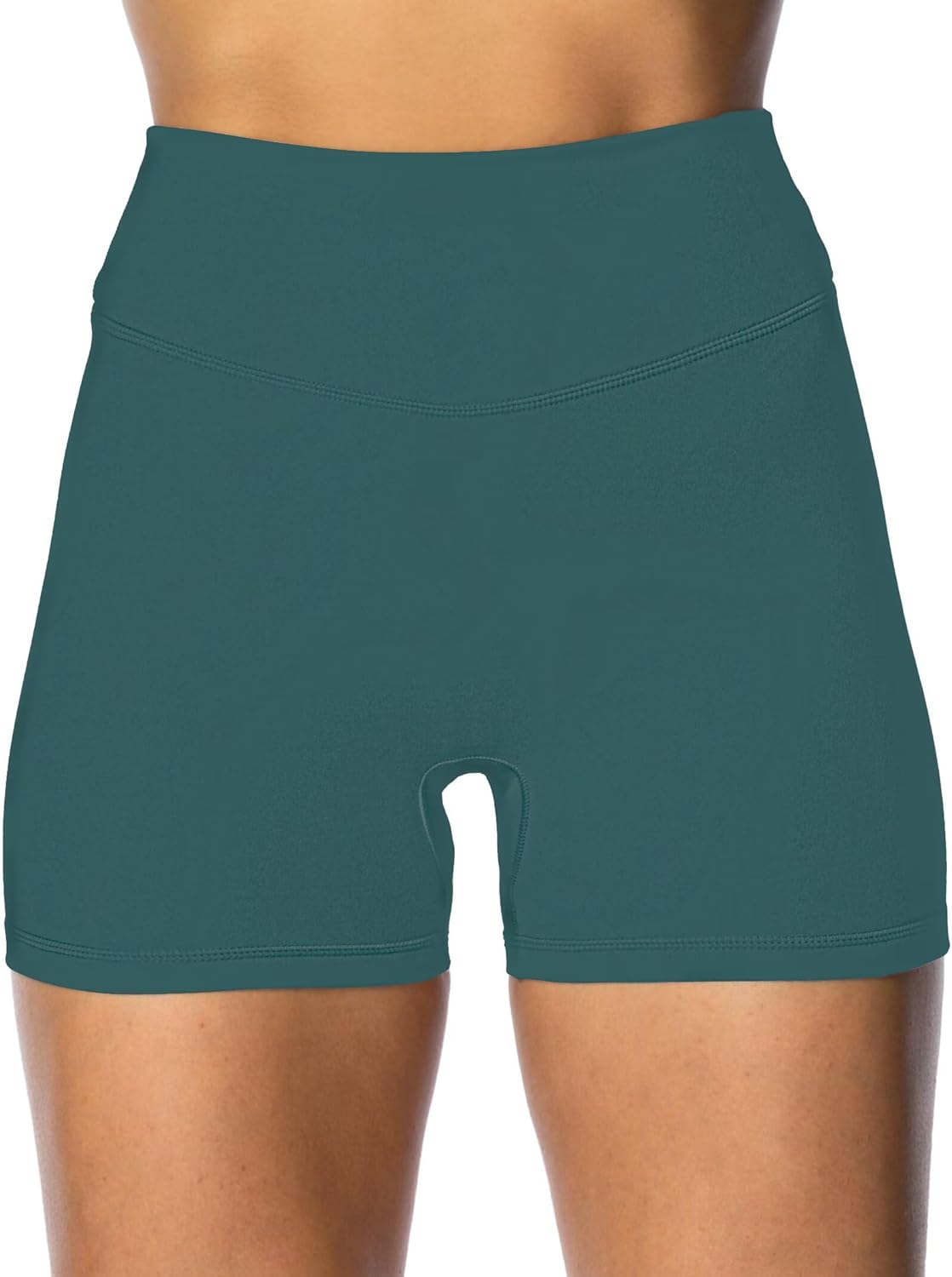 Sunzel Women's Invisible Butt Scrunch, High Waisted Biker, Gym Workout Yoga Running with Tummy Control 4" Inseam Forest Green Medium