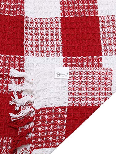 Ramanta Home BAFFALO Couvre-lit en Coton à Carreaux Rouge/Blanc 50 x 60 cm Cover