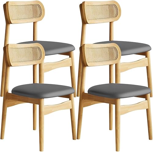 Miniatura 42 de YVYKFZD Sillas de comedor de madera maciza, juego de sillas de cocina sin brazos, silla de comedor con respaldo de ratán, silla lateral cómoda