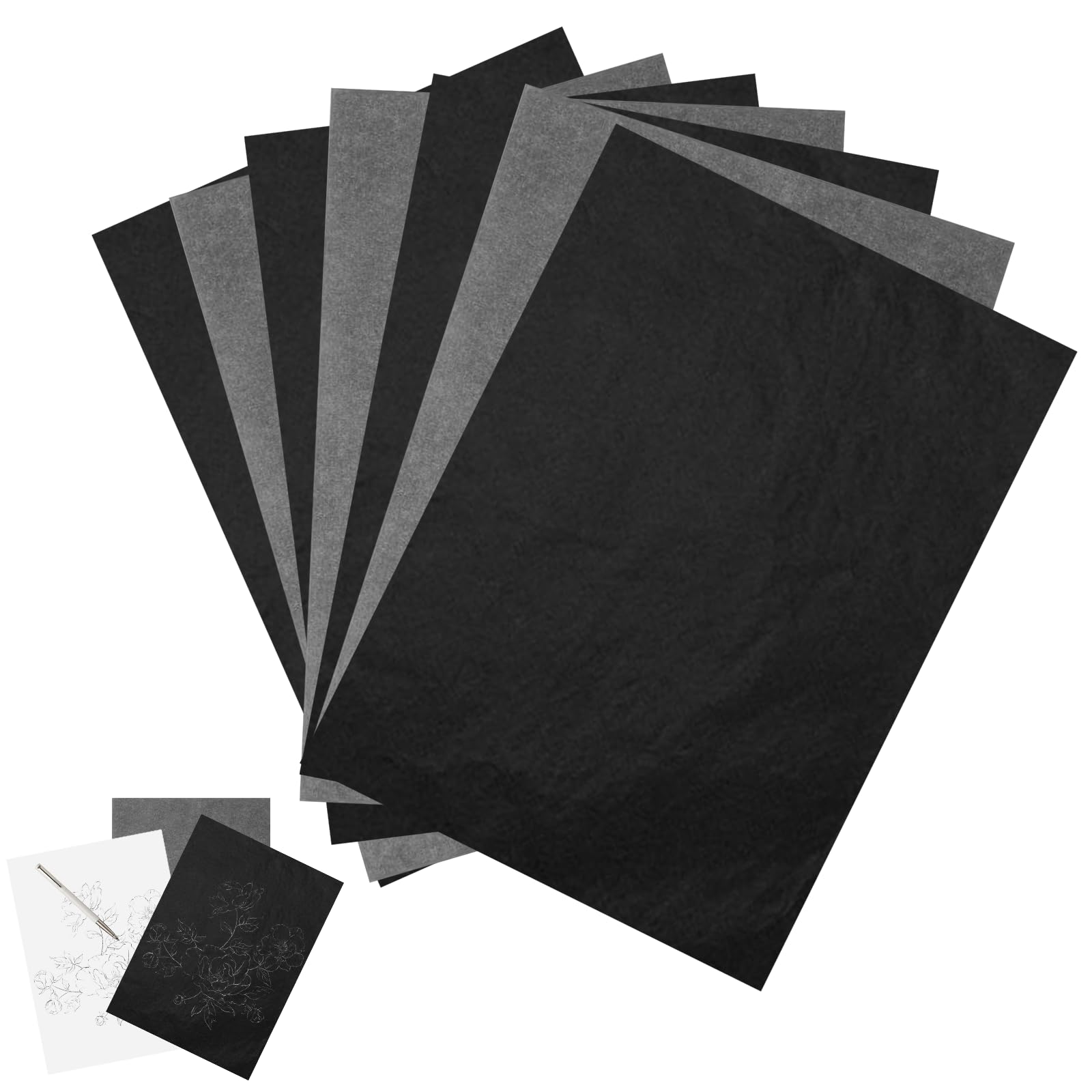 Xvbhaq 50 Blatt Transferpapier,Kohlepapier, A4 Pauspapier,Abpauspapier,Graphitpapier, A4 Transferpapier für Papier, Holz, Leinwand und Keramik (Schwarz)