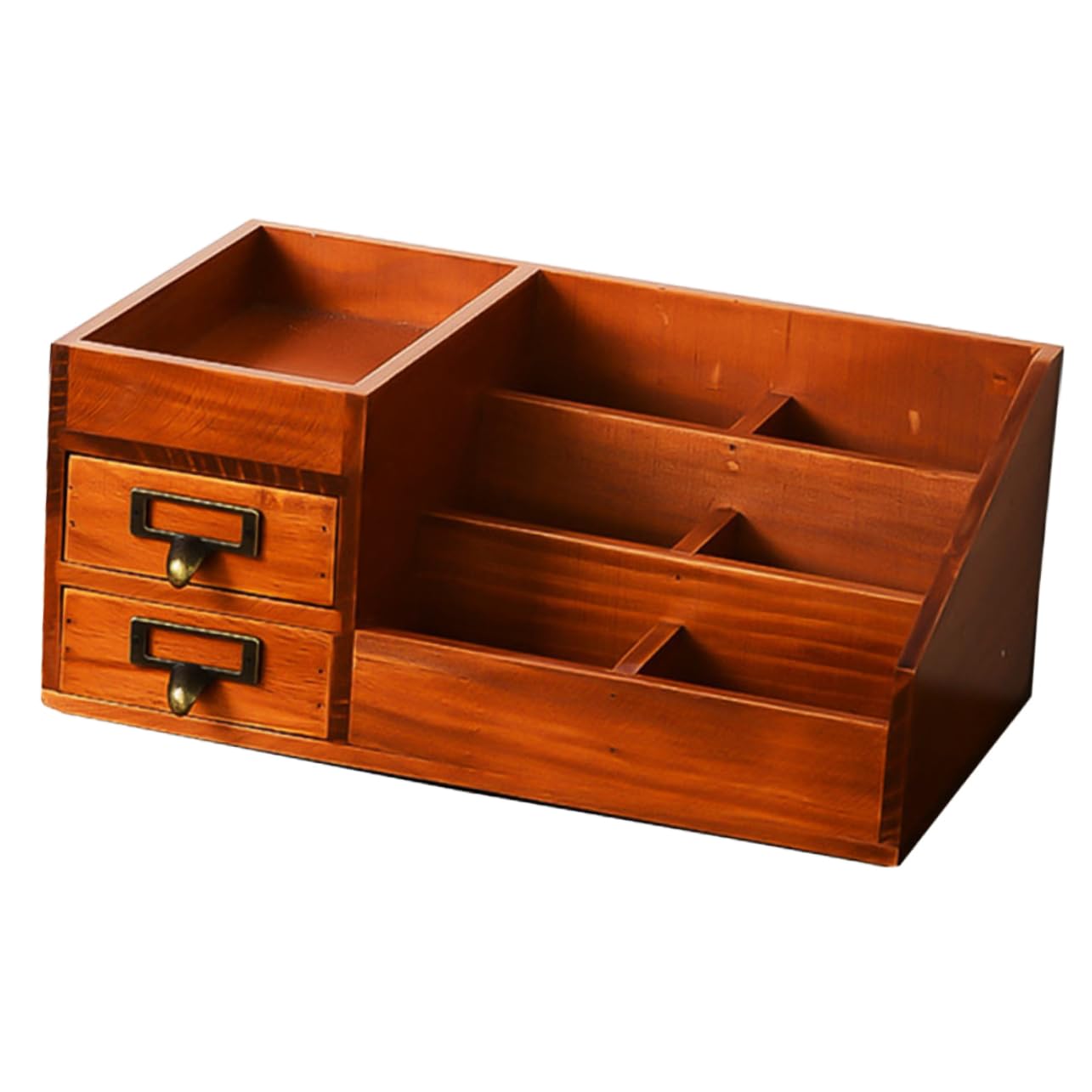 Operitacx Organizador De Escritorio Caja De 6 Compartimentos De Madera Soporte para Cosméticos